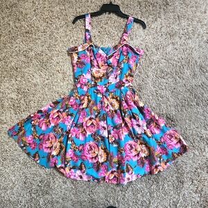 Like New! Beach Bash by Art & Tatyana Floratina Dress Turquoise Floral Print